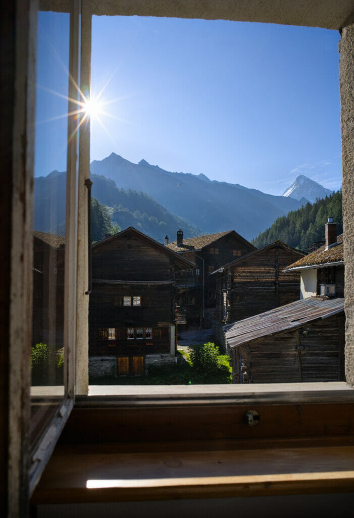 view on the village and Dent-Blanche from the room