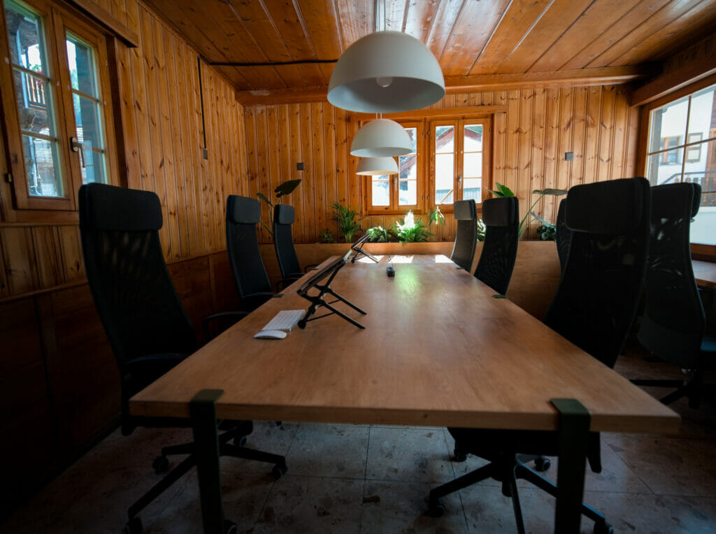 big office table in the coworking space