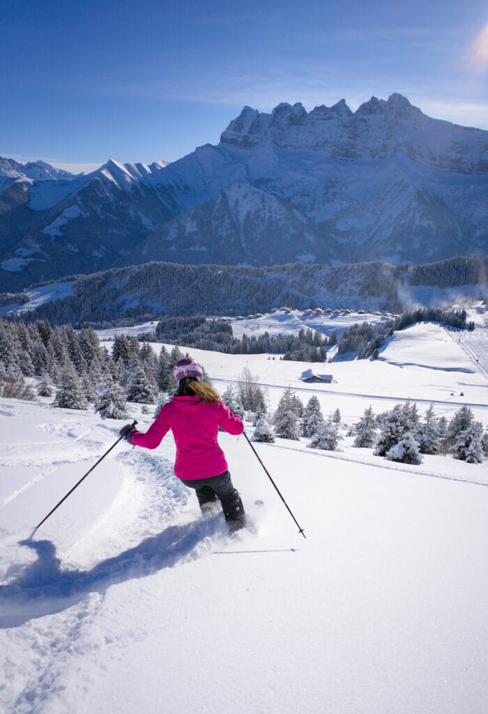 Fabienne in the powder snow