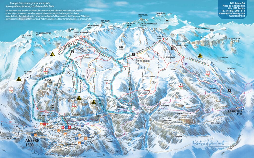 ski slopes plan, Anzère, Switzerland