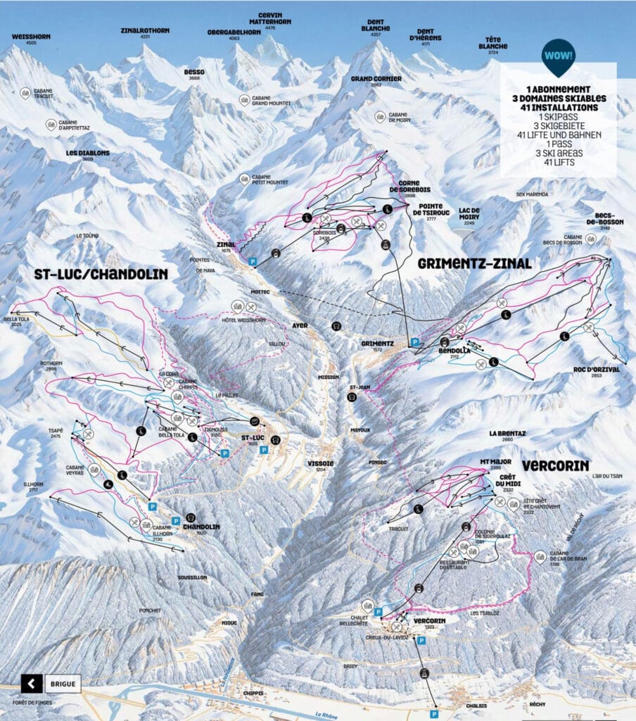 ski slopes plan Grimentz - Zinal switzerland