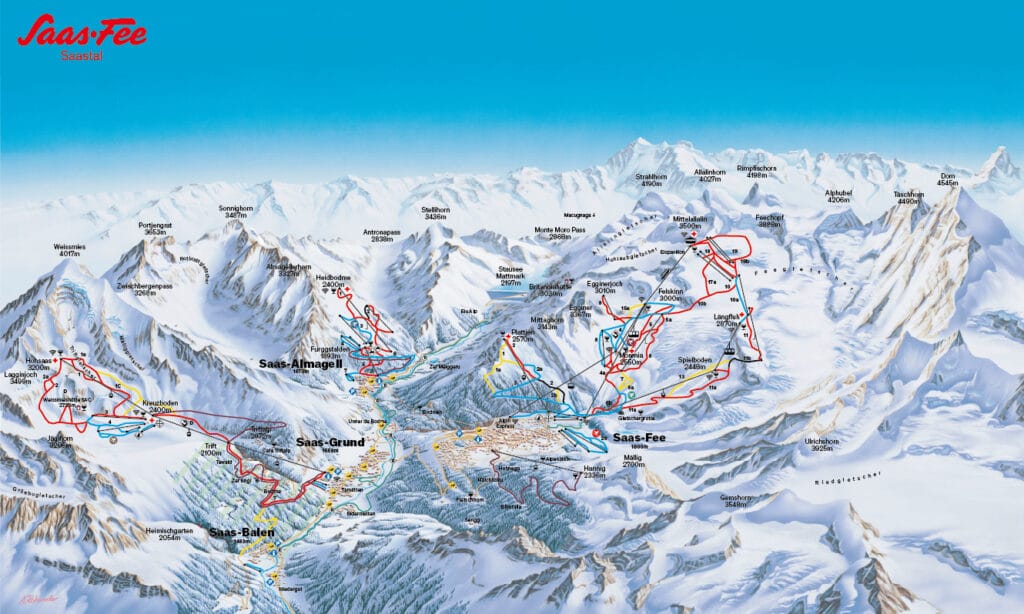 Saas-Fee ski plan in Switzerland