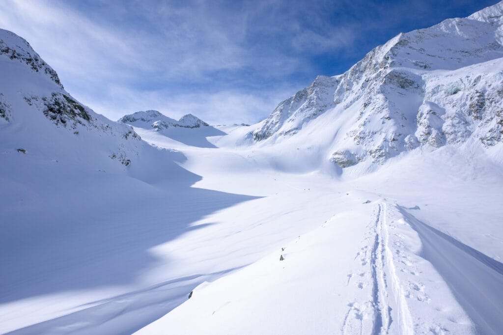 beautiful glacier ski touring