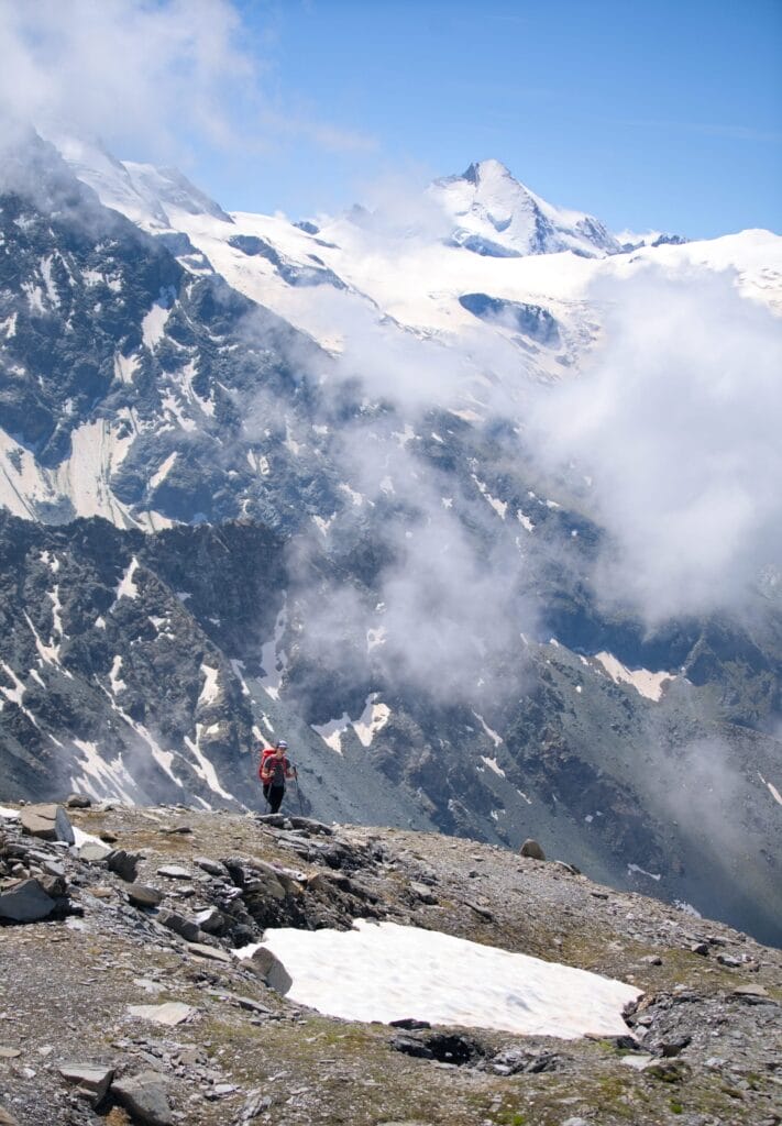 Fabienne hiking up to Pointe du Tsaté