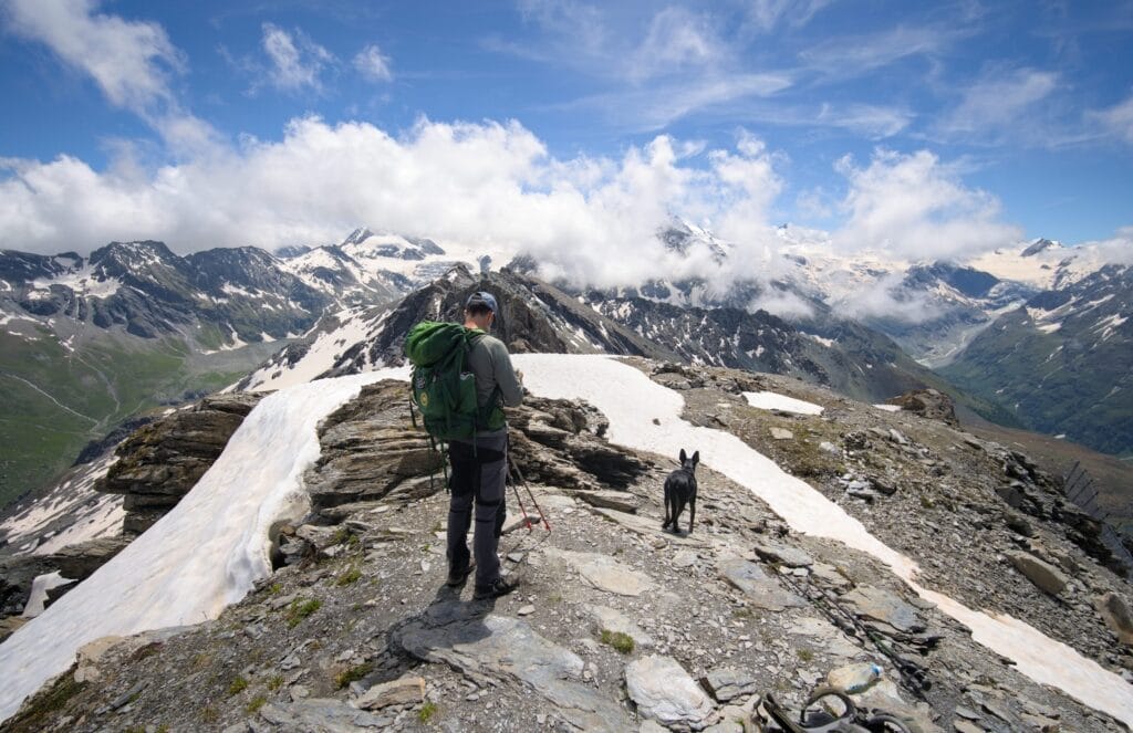 Thomas at the top of Pointe du Tsaté