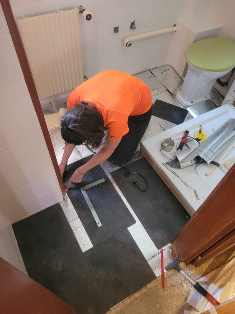 Sabine in the bathroom